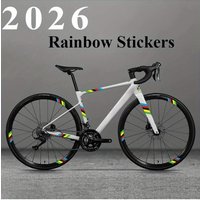 AliExpress NONE 16 Piece Bicycle Wheel Sticker Set - Rainbow Racing Stripes, Carbon Fiber Exterior Glossy Vinyl Wheel Sticker, Black Bottom and