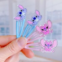 2PCS/Set Cute Stitch Glitter Hair Clips Cartoon Anime BB Hair Clip for Kids Girls Stylish DIY Hair Accessories Kawaii Hairdress