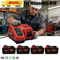 2026 High Capacity 12Ah 18V Battery for Milwaukee M18 Replace 48-11-1880 1860 1850 1840 + M18 Charger Set