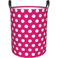 Custom Pink And White Polka Dots Pattern Laundry Basket Foldable Clothes Toy Hamper Storage Bin for Kids Nursery