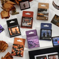 46 Pcs Sunset Film Landscape Decorative Stickers Retro Flower Scrapbooking Label Diary Stationery Album Phone Journal Planner