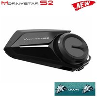 Monystar Helmet Headset S2 Motorcycle Bluetooth Intercom For 2 Rider 1200M Intercomunicador Moto Interphone BT 5.1 Waterproof Bi