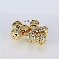 5-Piece Luxe Gold Dice Set for Party Games. Includes D6 Dice for Club, Family Parties, Christmas & Halloween Gift Ideas.