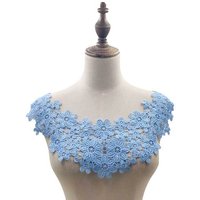 Lace Floral Embroidery Fabric Fake Collar for Needlework White Embroidery Lace Fabric Applique DIY Dress Sewing Supplies Craft