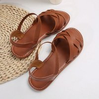 Women's Beach Glamour Sandals Elastic Ankle Strap Casual Bohemian Crossover Lace-Up Simple Holiday Summer Soft-Soled Sandals