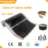 Minco Heat 140w/㎡ 50cm Width 220V 5~50 Square Meter All Size Infrared Warm Floor Film Heating Mat Made In Korea