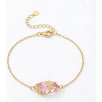 Sweet Pink Cubic Zirconia Dragonfly Bracelet Gold Color Adjustable Chain Romantic Jewelry For Women Girlfriend Birthday Gift