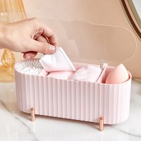 Boîte de rangement de cosmétiques de bureau anti-poussière, organisateur de maquillage, tampons en coton, porte-œufs de beauté, salle de bains, bijoux, boîte d'organisation de bijoux