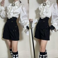 Japanese Vintage Y2k Prince Lolita Suit Stripe Tops Gothic Long Sleeve Bow Shirts Casual Shorts Suit Female Elegant Outfits