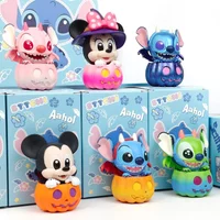 Disney Blind Box Mickey Mouse And Friends Pumpkin Series Stitch Figure Halloween Dress Up Doll DecorateToys Festival Gifts