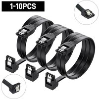 SATA Cable III, 1-10PCS SATA Cable III 6Gbps Straight Bend HDD SDD Data Cable with Locking Latch for SATA HDD, SSD, CD Driver