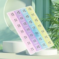 New Portable Travel Monthly Pill Organizer 4 Weeks A Month 28 Days Pill Box Case for Vitamins Fish Oil Medication Supplements