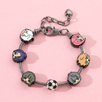 Fashion Blue Lock DIY Bracelet, Zinc Alloy Soccer‑Themed Charms, Silver‑Plated Adjustable Chain for Sports Anime Cosplay Jewelry