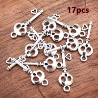 17PCS 9*26mm Skull & Heart Gothic Charms DIY Jewelry Making Pendants for Bracelet Necklace Earrings Halloween Ornament Accessori