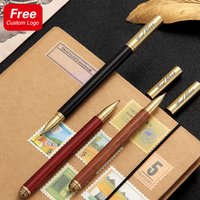 High Quality Natural Wood Body Gel Pen Personalized Custom Engrave Logo Ebony Red Sandalwood Signature Pen School Supplies Gift