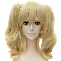 Women's Roleplay Synthetic Fiber High-Temperature Resistant Double Ponytail Golden Curly Long Anime Wig