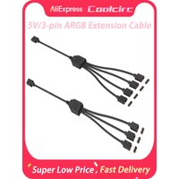 Coolcirc 5V/3-pin ARGB Extension Cable 1 to 3/4 Universal Mainboard ARGB Extension Cable with Adapter Pin For Mainboard DIY