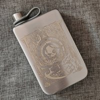 SUS 304 Pocket Hip Flask 9 OZ Rectangle Shape Stainless Steel Brush Finish Laser Engrave Death Skull For Alcohol Liquor Whiskey
