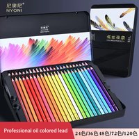 NYONI 24/36/48/72/120 Oily Colored Pencils Professional Soft Oil Drawing Sketching Pencil Iron Box School Art Painting Supplies
