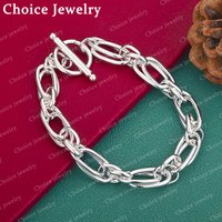 925 Sterling Silver Geometric Circular Chain TO Buckle Bracelet For Men and Women Fashion Jewelry Parties Unique Gifts