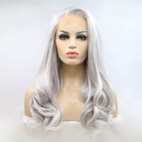 Platinum Grey Heat Resistant Fiber Hair Wig 13x3 Synthetic Lace Front Side Part Body Wave Silver Hair Wigs for Women