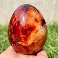 Natural Red Agate Crystal Egg Gemstone Carnelian Druzy Quartz Rock Decoration Stone Healing Reiki