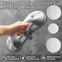 No-Drill Bathroom Grab Bar with 3 Suction Cups, Ergonomic Non-Slip Bathroom Grab Bar, Heavy-Duty and Detachable, Suitable for Elderly Support, Easy to Install, Bathroom Accessories
