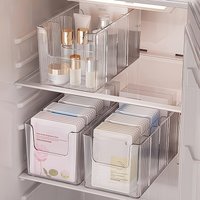 Transparent compartmentalized facial mask storage box, vanity cosmetic and skincare product storage rack