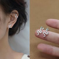 New 925 Sterling Silver Flash Diamond Small Snake Earrings Men And Women Personality Unique Trend Fashion Earrings Party Jewelry