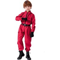 TV game red jumpsuit set (gloves+camisole+jumpsuit) - breathable role-playing set for men and women's role-playing party wear