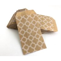 50pcs Kraft Merchandise Bags Paper Gift Bags 5x3" Favor Sacks Quatrefoil Printable Small Rectangle Flat Blank Party