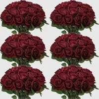50 PCS Artificial Roses Flowers Velvet Rose Bouquet for Home Wedding Decoration