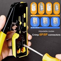 1pc Ratcheting Modular Data Cable Crimper / Wire Stripper / Wire Cutter for RJ11/RJ12 Standard, RJ45 Pass-Thru Connectors