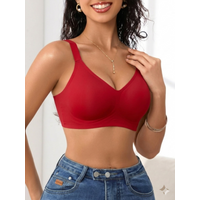 European seamless seamless solid color sports bra, comfortable and sexy for women without steel rings, anti sagging and gatherin