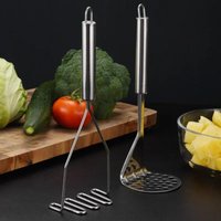 2026 New Stainless Steel Manual Wave Shaped Potato Press Masher Baby Food Supplement Masher Kitchen Gadget Kitchen Accessory