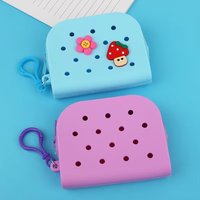 Fashionable Pink Cartoon Silicone Wallet with DIY Hole Design - Multifunctional Storage for Headphones and Accessories, Perfect as a Backpack Charm, DIY Crafts, Bead Storage, Jewelry Making