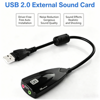 5HV2 Stereo 7.1 Channel USB Sound Card with Audio Cable, External Gaming Sound Card for PC, High-End Computer Game Dedicated Aud