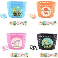 Front Handlebars Waterproof Rear Bike Basket Plastic Bicycles Basket with Fastens Strap for Boy Girl Bike Wicker Basket