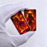 New 4 Types Fire Dragon & Lava Creature Metal 99.9% Pure Copper Bar Fantasy Game Collection Metal Crafts Souvenir Gift Set