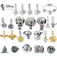 Disney Cartoon Character 925 Silver Charm Beads, Golden Snitch/Yoda/Castle Pendant Beads, DIY Jewelry Gifts For Fans Women Girls
