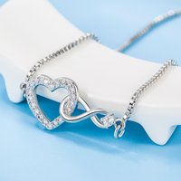 925 Sterling Silver 8-Inch Heart-Shaped Zircon Pendant Bracelet: Fashionable Women's Charm Wedding Gift Jewelry