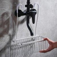 Silver/Black/Grey Hanging Shower Basket with Hooks Large Capacity Bathroom Storage Rack Rustproof Bathroom Hanging Shelf Home