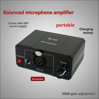 (BOFF) Microphone dynamique à condensateur avec amplificateur M-20 Audio 48V Phantom Power, rechargeable, noir, pour carte son l