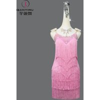 Pink Party Dress For Women Latin Clothing Competition Suit Girls Dance Fringed Costume Ball Dancewear Prom Skirt 2026 Line Stage