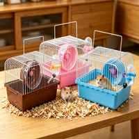 Portable Hamster Carrier Cage Small Animal Travel Habitat for Gerbils Mice Single Level Villa Style with Water Bottle, Pet Cage
