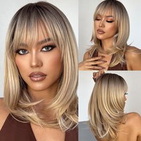 Easihair synthetische Perücken für Frauen blonde Ombre Natur haar Perücken mit Pony geschichteten Cosplay Perücken mittellange hitze beständige Perücke