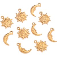 10pcs Stainless Steel Moon Smile Face Sun Charms Fashion DIY Stainless Steel Necklace Bracelet Jewelry Crafts Making Supplies