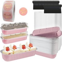50 to100Pcs Rectangle Aluminum Foil Baking Pans Mini Loaf Pans with Lids and Spoons 6.8oz Reusable Bread Containers Muffin Tin