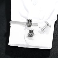 Vintage The Owl Shaped Design Cufflinks&Tie Clip Set Mens Formal Party Business Tuxedo Shirts Animal Jewelry Accessories