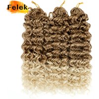 3Pcs Ombre Brown GoGo Curl Braiding Hair Extensions 22 Inch Synthetic Water Wave Crochet Braids For Women Red Grey Afro Curls
